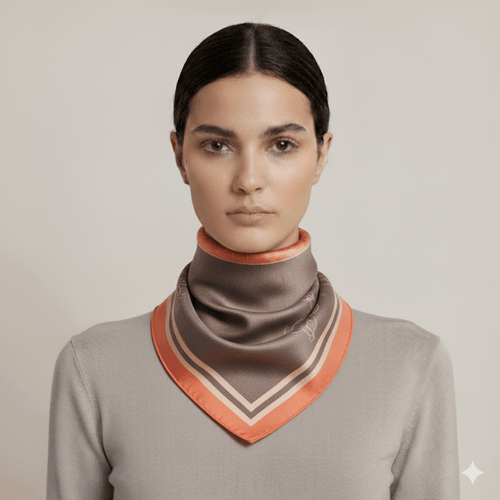 Borbonese Foulad 90x90 Tangerine/Op Naturale - STANGA Pelletteria