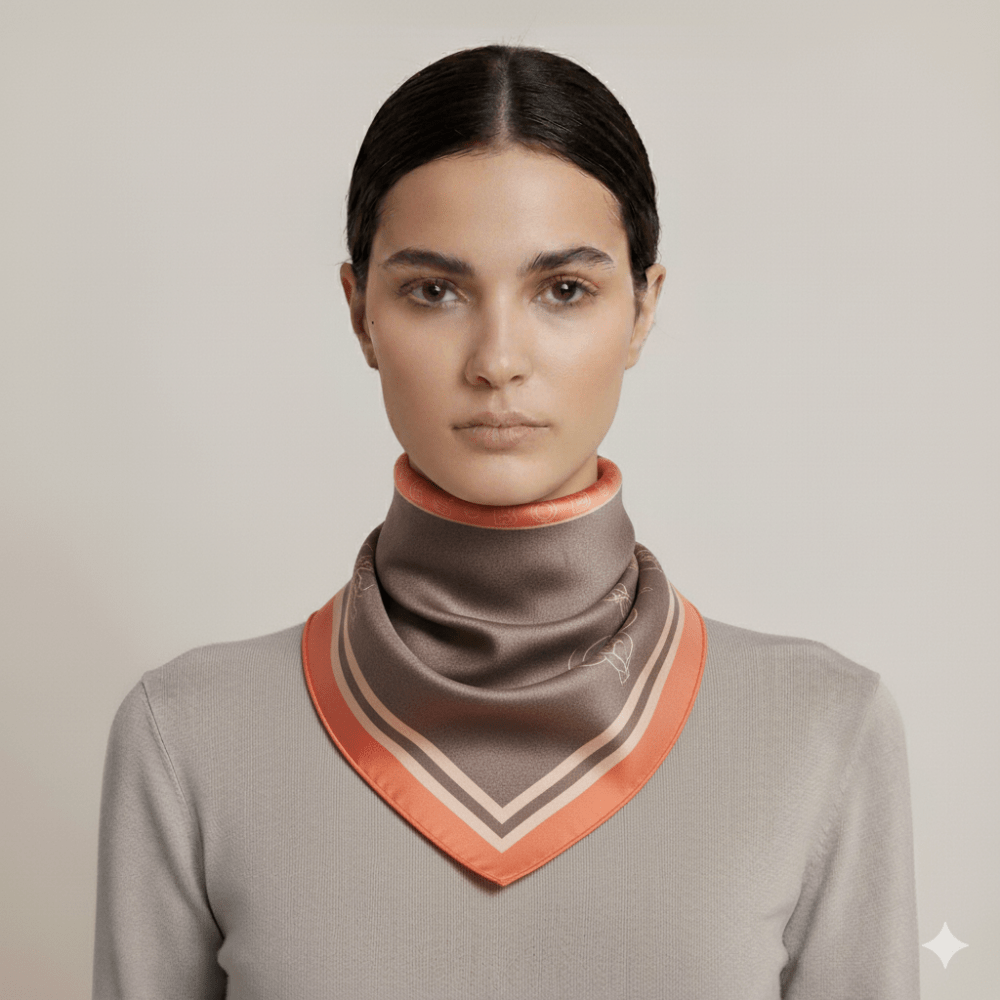 Borbonese Foulad 90x90 Tangerine/Op Naturale - STANGA Pelletteria