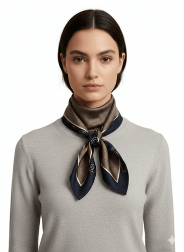 Borbonese Foulard 90x90 Blu/Op Naturale - STANGA Pelletteria