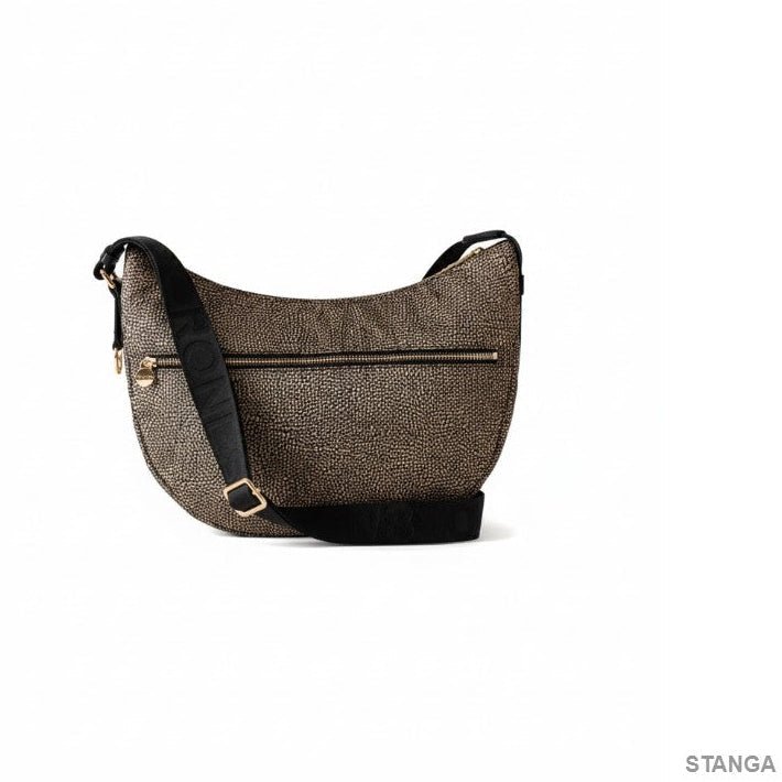 Borbonese Luna Bag Middle Op Natural/Black - STANGA Pelletteria