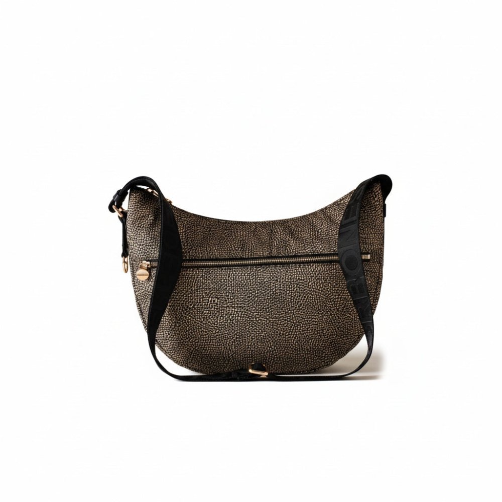 Borbonese Luna Bag Middle Op Natural/Black - STANGA Pelletteria
