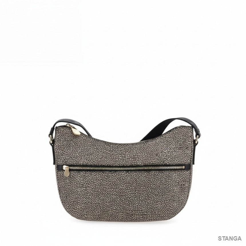 Borbonese Luna Bag Small OP Natural/Black - STANGA Pelletteria