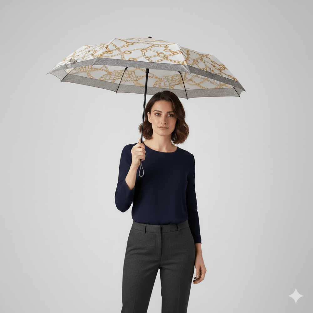 Borbonese Ombrello Mini Porridge/Op Naturale - STANGA Pelletteria