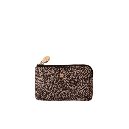 Borbonese Portachiavi Medium Zip Con Anello Op Natural Black - STANGA Pelletteria