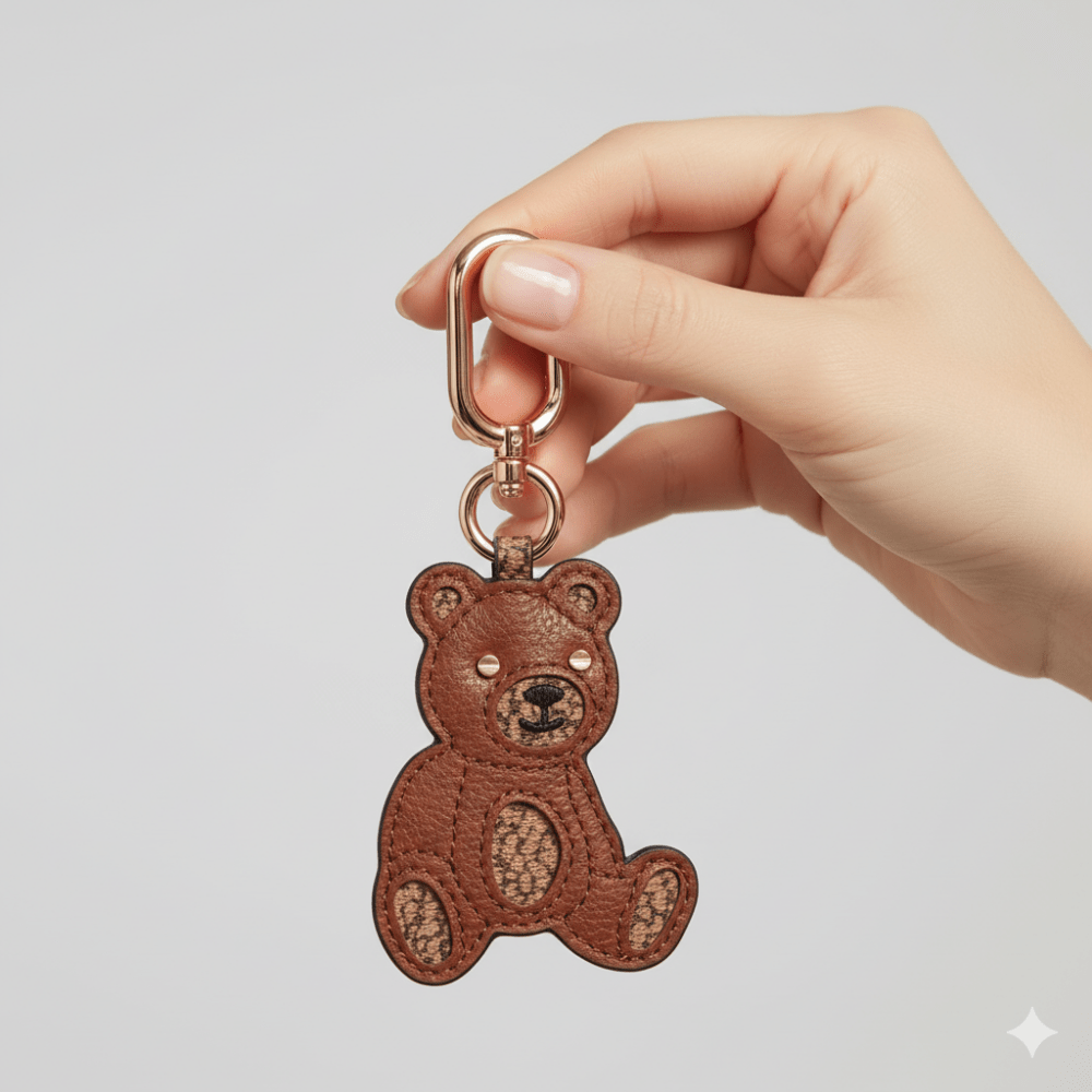 Borbonese Portachiavi Orso Op/Natural Tobacco - STANGA Pelletteria
