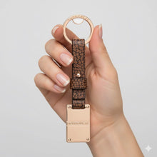 Carica l&#39;immagine nel visualizzatore di Gallery, Borbonese Portachiavi Piastrina e Tela Rivestita OP - STANGA Pelletteria
