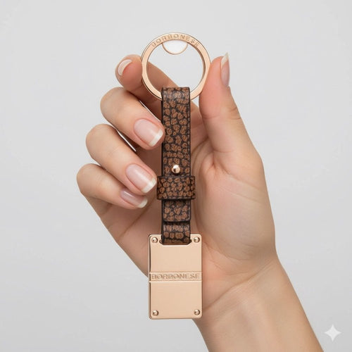 Borbonese Portachiavi Piastrina e Tela Rivestita OP - STANGA Pelletteria