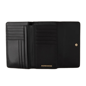 Borbonese Portafoglio Con Patta Medium Op Natural Black - STANGA Pelletteria