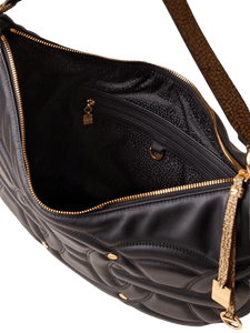 Borbonese Rondò Hobo Medium Nero/Op Naturale - STANGA Pelletteria