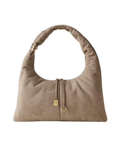 Borbonese Twinnie Hobo Large Op Naturale/Nero - STANGA Pelletteria