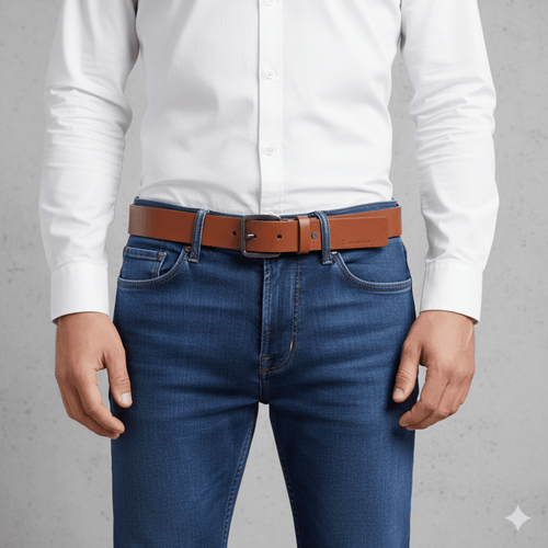 Calvin Klein Cintura In Pelle Cuoio - STANGA Pelletteria