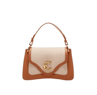 Coccinelle C - Me Canvas Small A Mano E Tracolla Natural/Cuir - STANGA Pelletteria