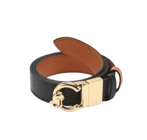 Coccinelle Cintura Logo C - Me Reversibile Noir / Cuir - STANGA Pelletteria