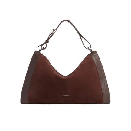 Coccinelle Elinor Suede Bimaterial Medium Brunette - STANGA Pelletteria
