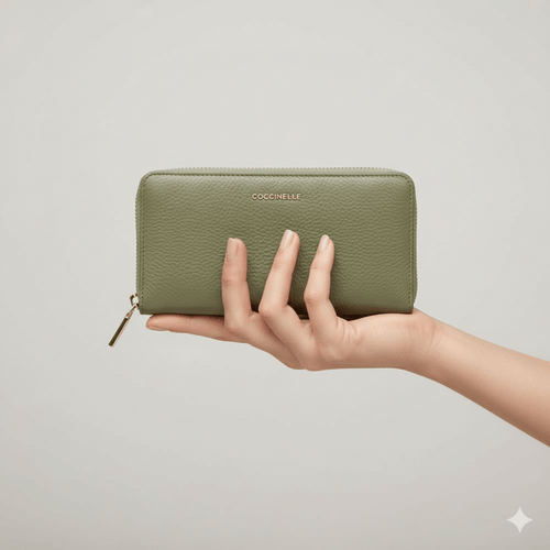 Coccinelle Metallic Soft Zip Around Greenery - STANGA Pelletteria