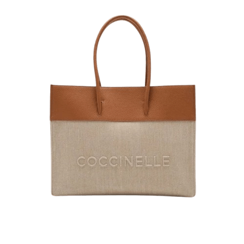 Coccinelle Myrtha Canvas Medium Natural/Cuir - STANGA Pelletteria