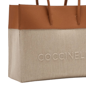 Coccinelle Myrtha Canvas Medium Natural/Cuir - STANGA Pelletteria