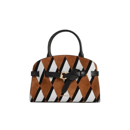 Coccinelle Sabine New Geometric Patch Small Multi Cognac/Noir - STANGA Pelletteria