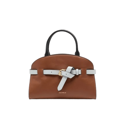 Coccinelle Sabine Small Tricolor Cognac/Noir/Snow - STANGA Pelletteria