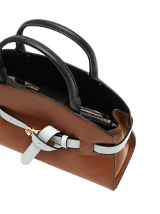 Coccinelle Sabine Small Tricolor Cognac/Noir/Snow - STANGA Pelletteria