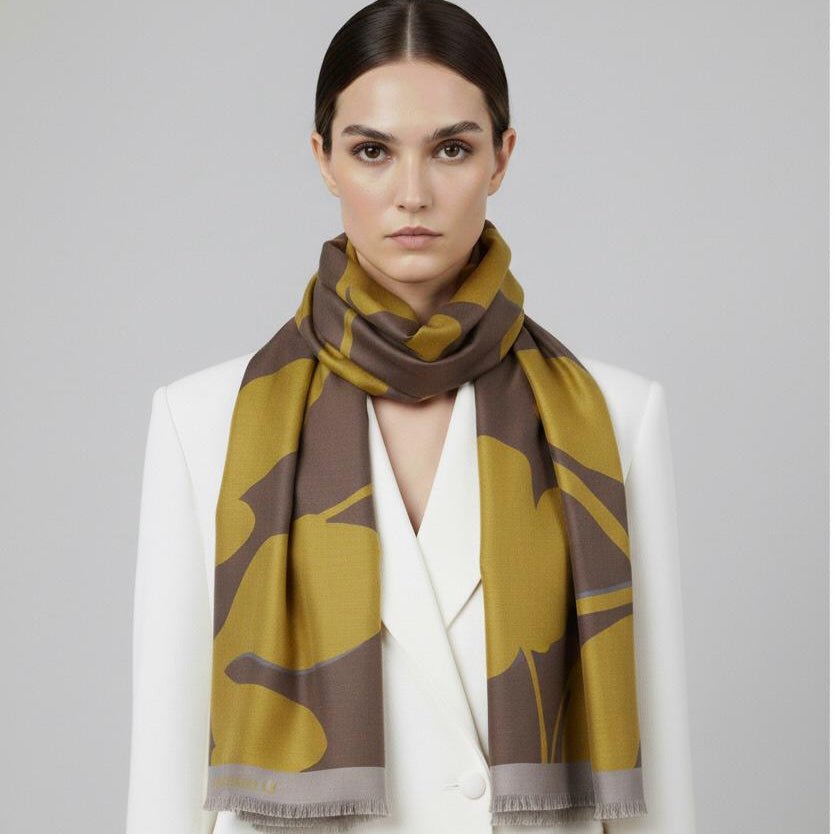 Coccinelle Sciarpa Maxi Flower Multicolor Coffee - STANGA Pelletteria