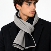 Carica l'immagine nel visualizzatore di Gallery, Riviera Collo In Cashmere Con Asola Passante Bicolore Gris1/Nero
