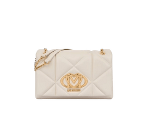 Love Moschino Borsa A Spalla Trapuntata Embossed Avorio - STANGA Pelletteria