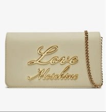 Carica l&#39;immagine nel visualizzatore di Gallery, Love Moschino Pochette Beige Con Scritta Oro - STANGA Pelletteria
