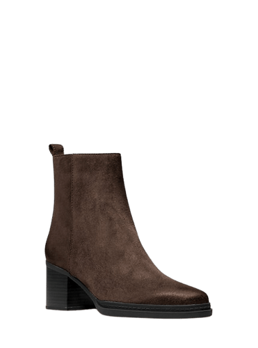 Michael Kors Bootie Lex In Pelle Scamosciata Cioccolato - STANGA Pelletteria