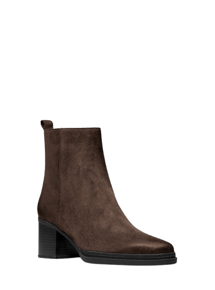 Michael Kors Bootie Lex In Pelle Scamosciata Cioccolato - STANGA Pelletteria
