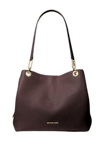 Michael Kors Borsa tote Kensington grande in pelle martellata Chocolate - STANGA Pelletteria