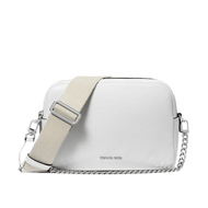 Michael Kors Camera bag a tracolla Bryant media in pelle martellata Bianco Ottico - STANGA Pelletteria