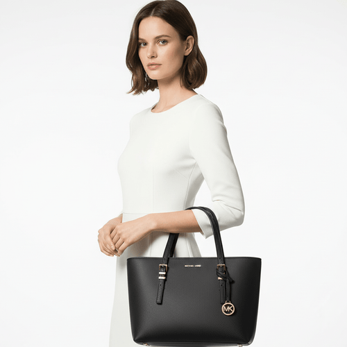Micheal Kors Quinn Media In Pelle Martellata Black - STANGA Pelletteria