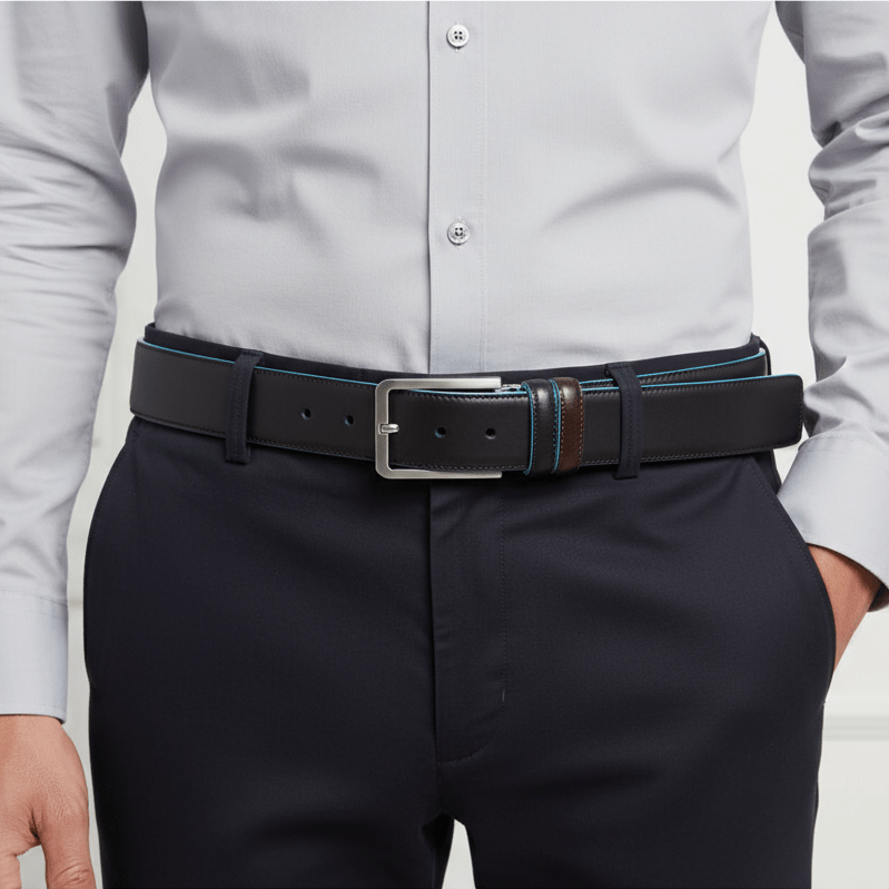 Piquadro Cintura Uomo Reversibile Nera/Mogano B2 - STANGA Pelletteria