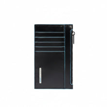 Carica l'immagine nel visualizzatore di Gallery, Piquadro Portacarte Sottile Con Portamonete Blue Square Nero - STANGA Pelletteria
