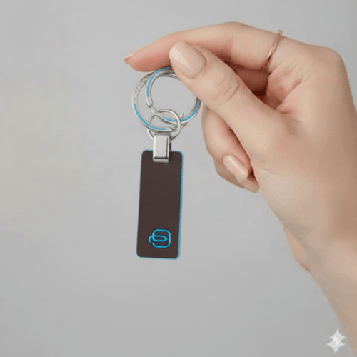 Piquadro Portachiavi con inserto in pelle Square Mogano - STANGA Pelletteria
