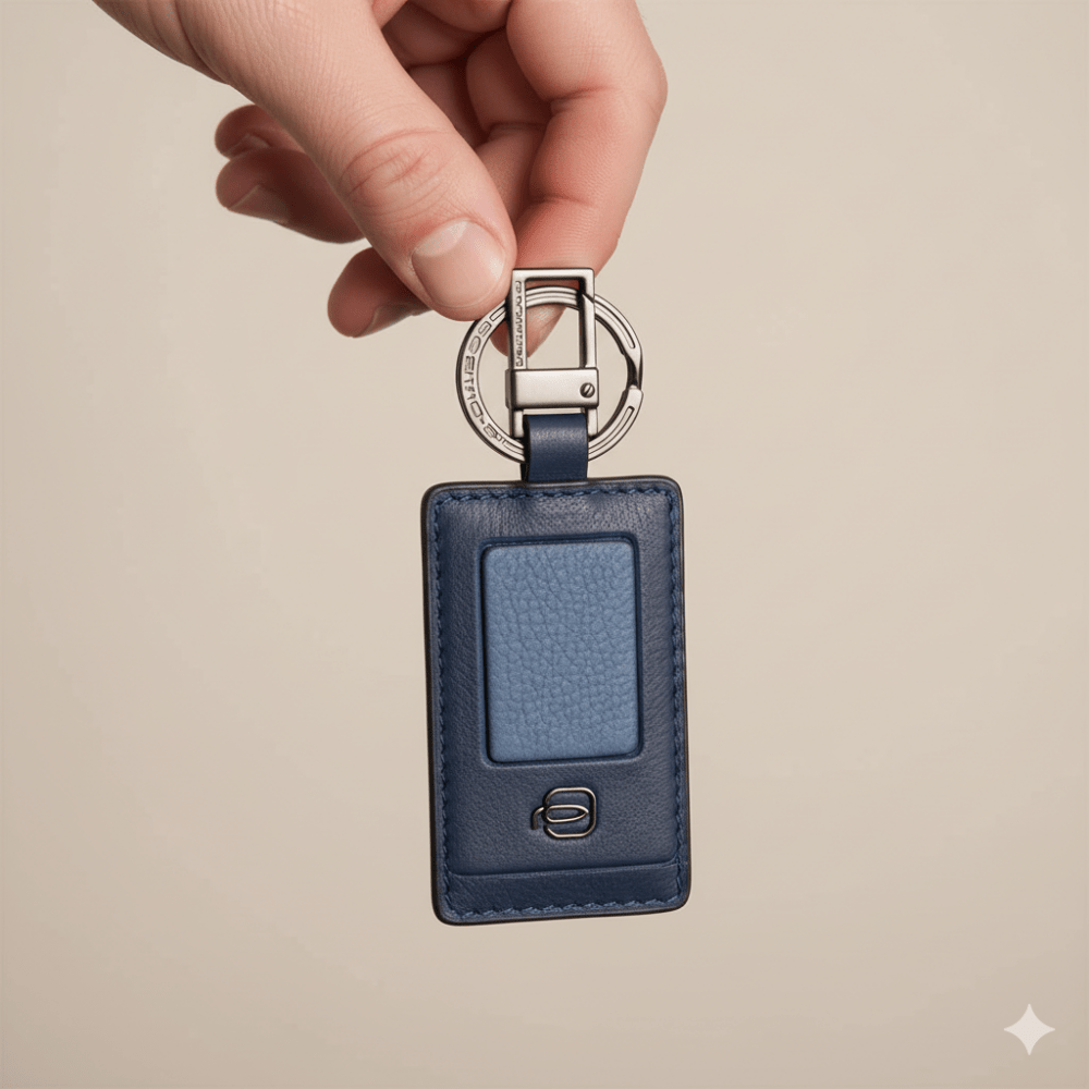 Piquadro Portachiavi con Moschettone Akron Blu - STANGA Pelletteria