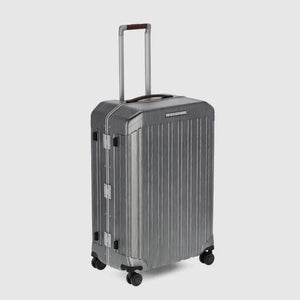 Piquadro Trolley Medio Rigido a Quattro Ruote Nero Cuoio - STANGA Pelletteria