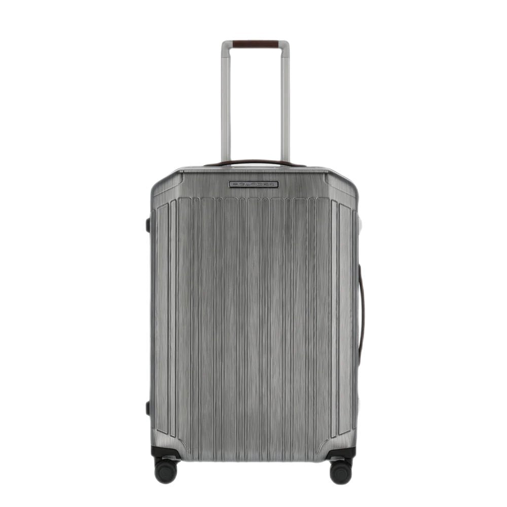 Piquadro Trolley Medio Rigido a Quattro Ruote Nero Cuoio - STANGA Pelletteria