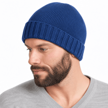 Carica l'immagine nel visualizzatore di Gallery, Riviera Berretto In Cashmere Cupola Rasata Blu Melange - STANGA Pelletteria
