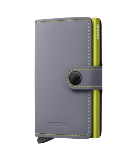 Secrid Miniwallet Matte Grey - Lime - STANGA Pelletteria