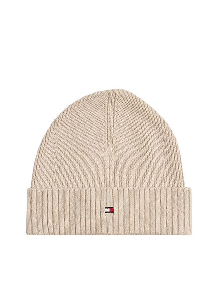 Tommy Hilfiger Berretto con Cashmere e Bandierina Ricamata Beige - STANGA Pelletteria