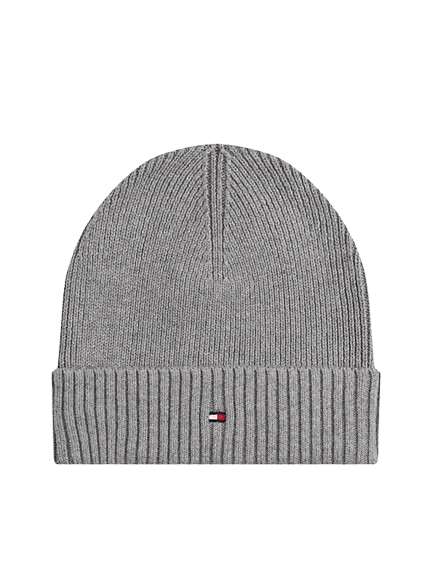 Tommy Hilfiger Berretto con Cashmere e Bandierina Ricamata Grigio Chiaro - STANGA Pelletteria