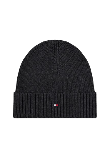 Tommy Hilfiger Berretto con Cashmere e Bandierina Ricamata Grigio Scuro - STANGA Pelletteria