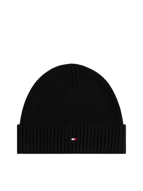 Tommy Hilfiger Berretto con Cashmere e Bandierina Ricamata Nero - STANGA Pelletteria