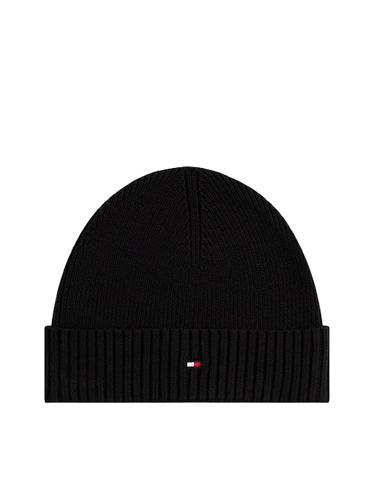 Tommy Hilfiger Berretto con Cashmere e Bandierina Ricamata Nero - STANGA Pelletteria