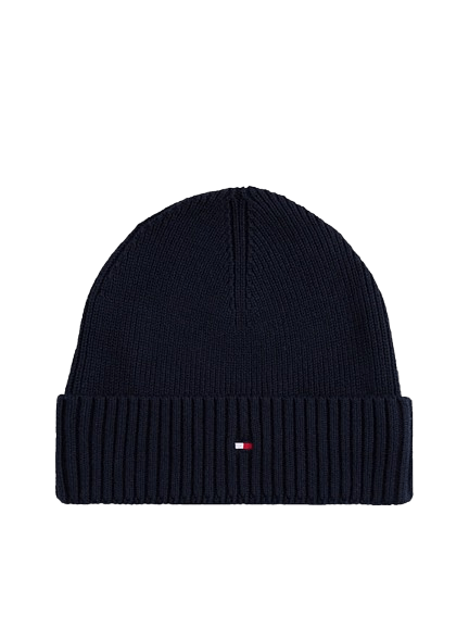 Tommy Hilfiger Berretto con Cashmere e Bandierina Ricamata Space Blue - STANGA Pelletteria