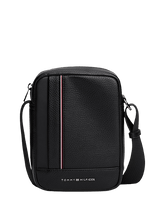 Carica l&#39;immagine nel visualizzatore di Gallery, Tommy Hilfiger Borsa Reporter con Tracolla e Logo in Metallo Nero - STANGA Pelletteria
