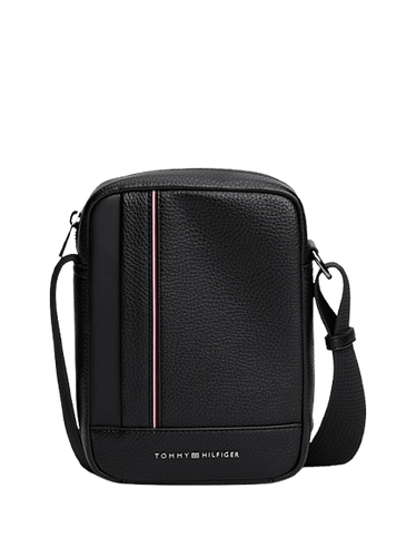 Tommy Hilfiger Borsa Reporter con Tracolla e Logo in Metallo Nero - STANGA Pelletteria