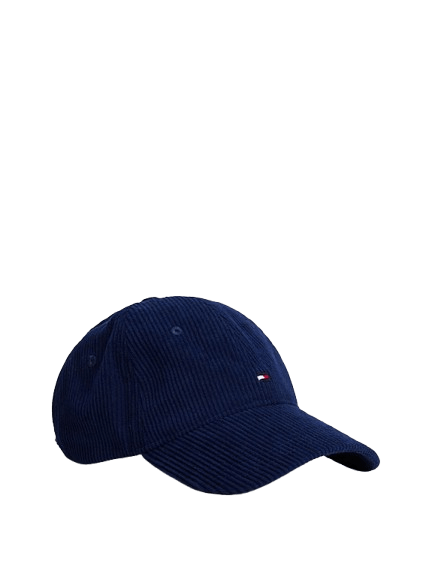 Tommy Hilfiger Cappello da Baseball in Velluto a Coste Blu - STANGA Pelletteria